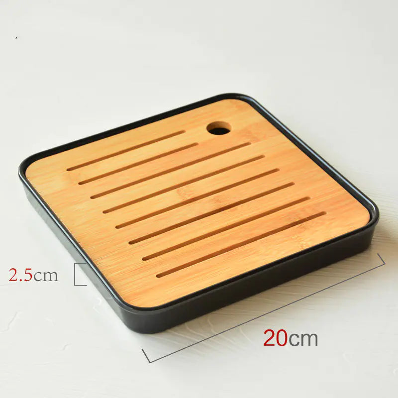 Bamboo Melamine Tea Tray for Japanese Kung Fu Tea Set