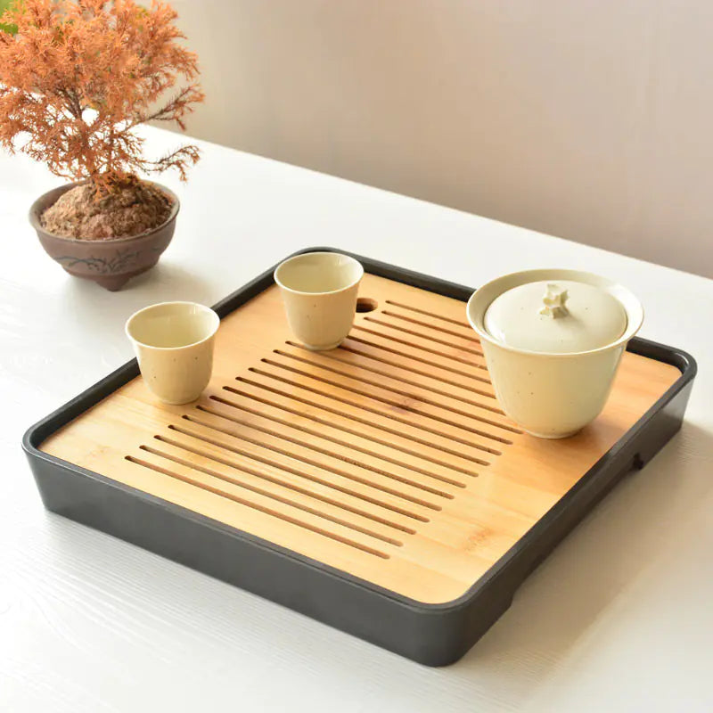 Bamboo Melamine Tea Tray for Japanese Kung Fu Tea Set