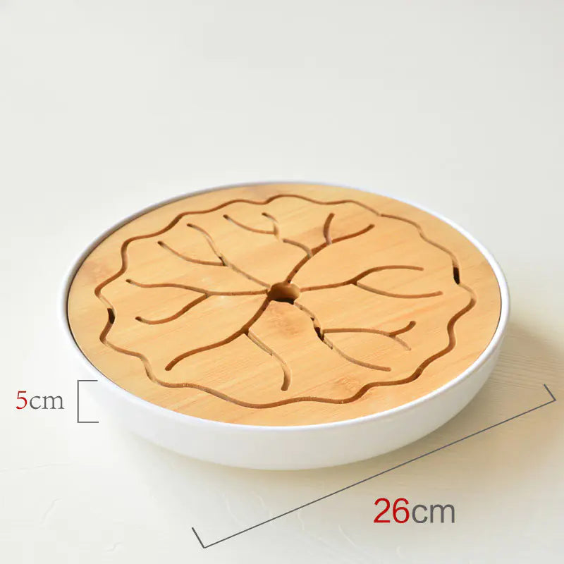 Bamboo Melamine Tea Tray for Japanese Kung Fu Tea Set