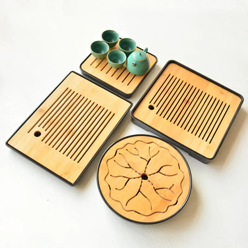 Bamboo Melamine Tea Tray for Japanese Kung Fu Tea Set