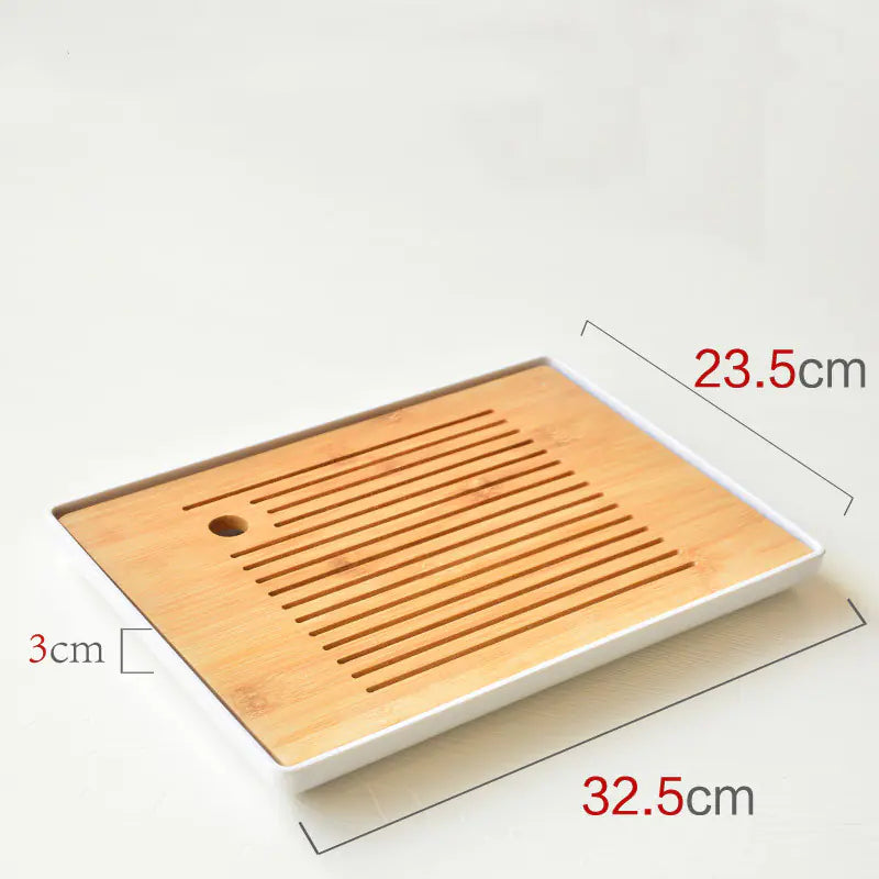 Bamboo Melamine Tea Tray for Japanese Kung Fu Tea Set
