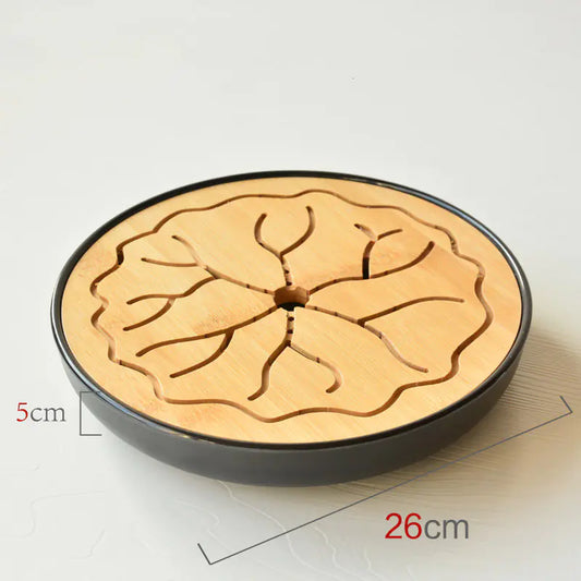Bamboo Melamine Tea Tray for Japanese Kung Fu Tea Set